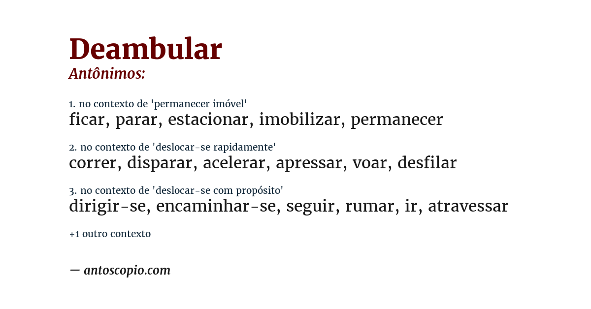 Antônimo de deambular