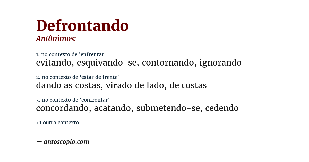 Antônimo de defrontando