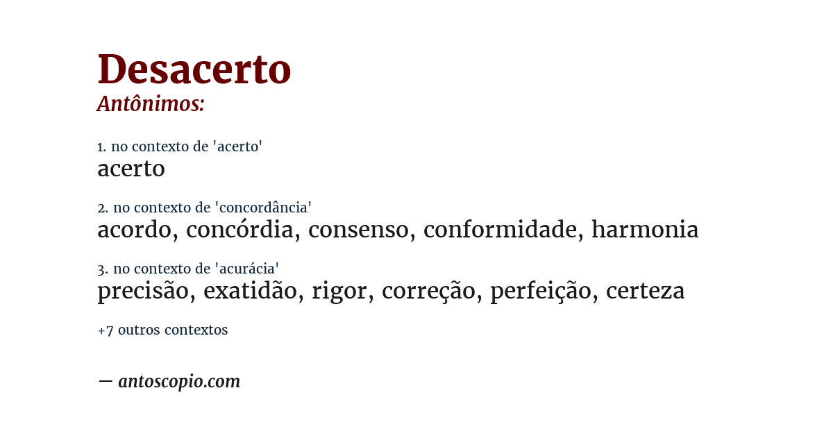 Antônimo de desacerto