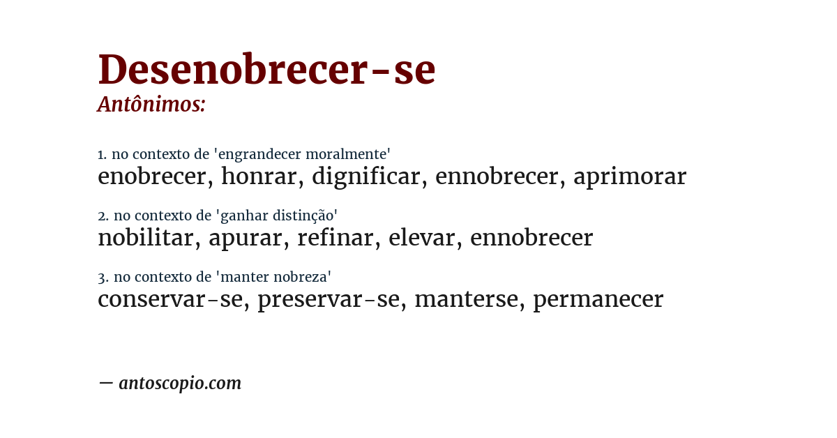 Antônimo de desenobrecer-se