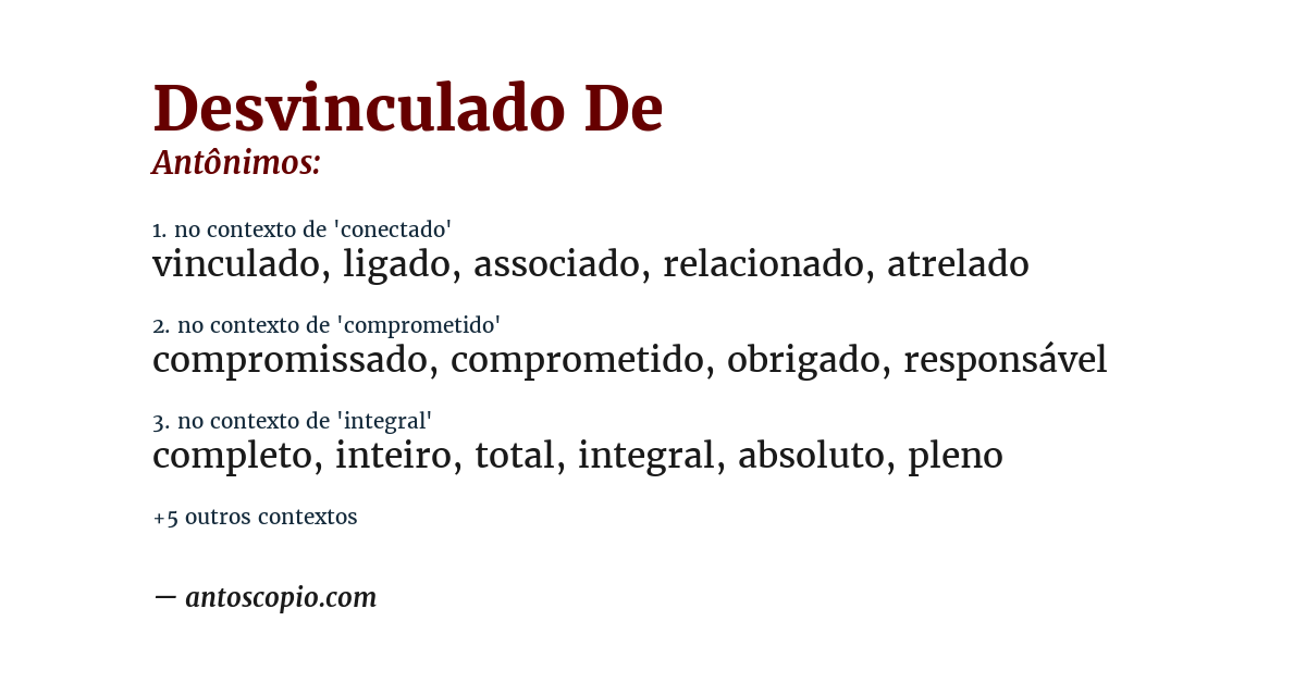 Antônimo de desvinculado de