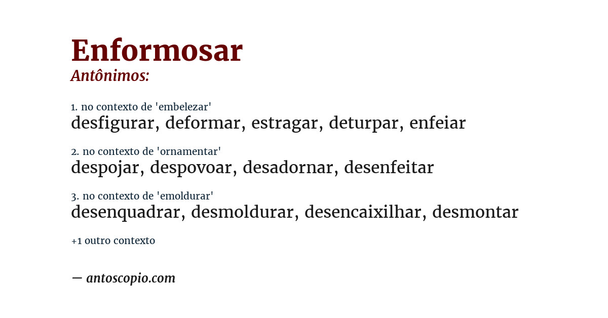 Antônimo de enformosar