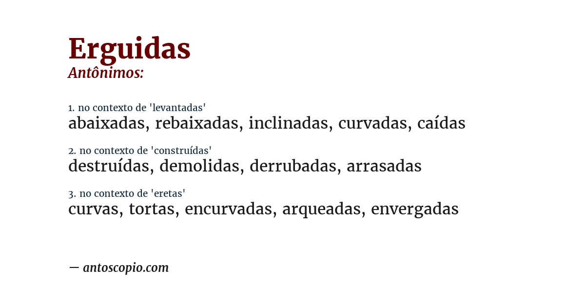 Antônimo de erguidas