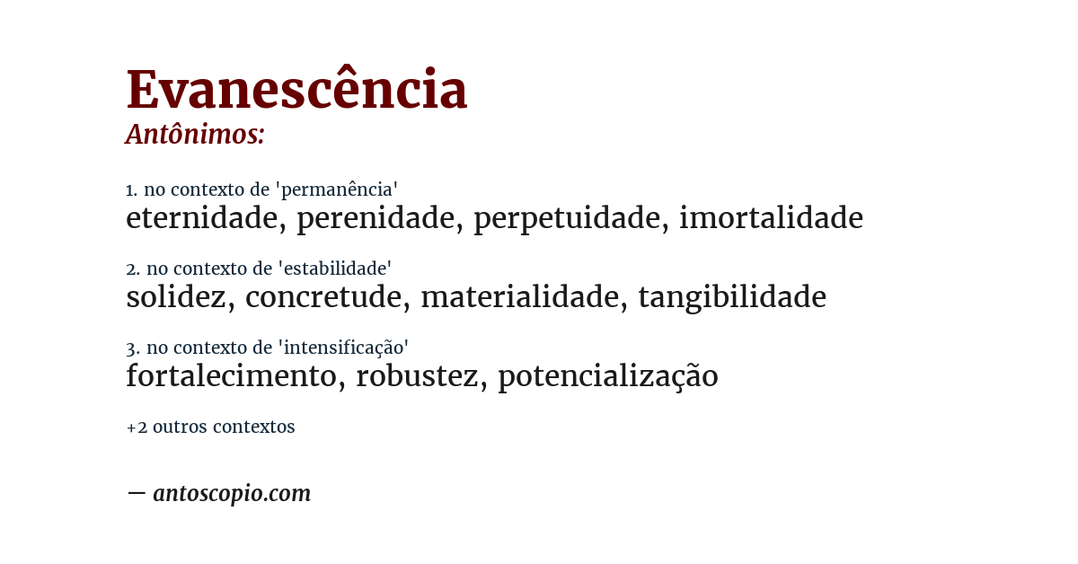 Antônimo de evanescência