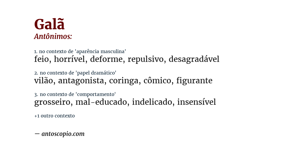 Antônimo de galã