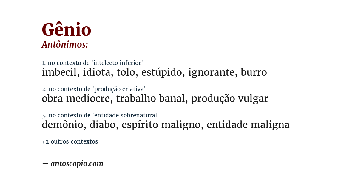 Antônimo de gênio
