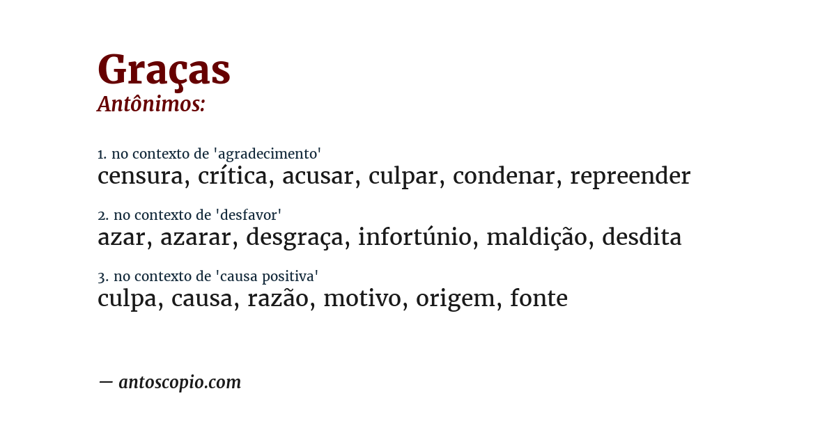 Antônimo de graças