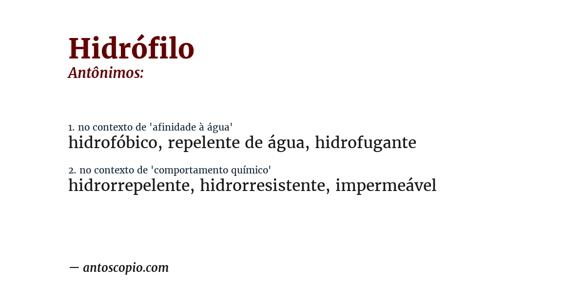Antônimo de hidrófilo