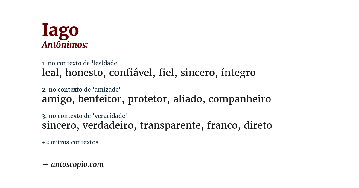 Antônimo de iago