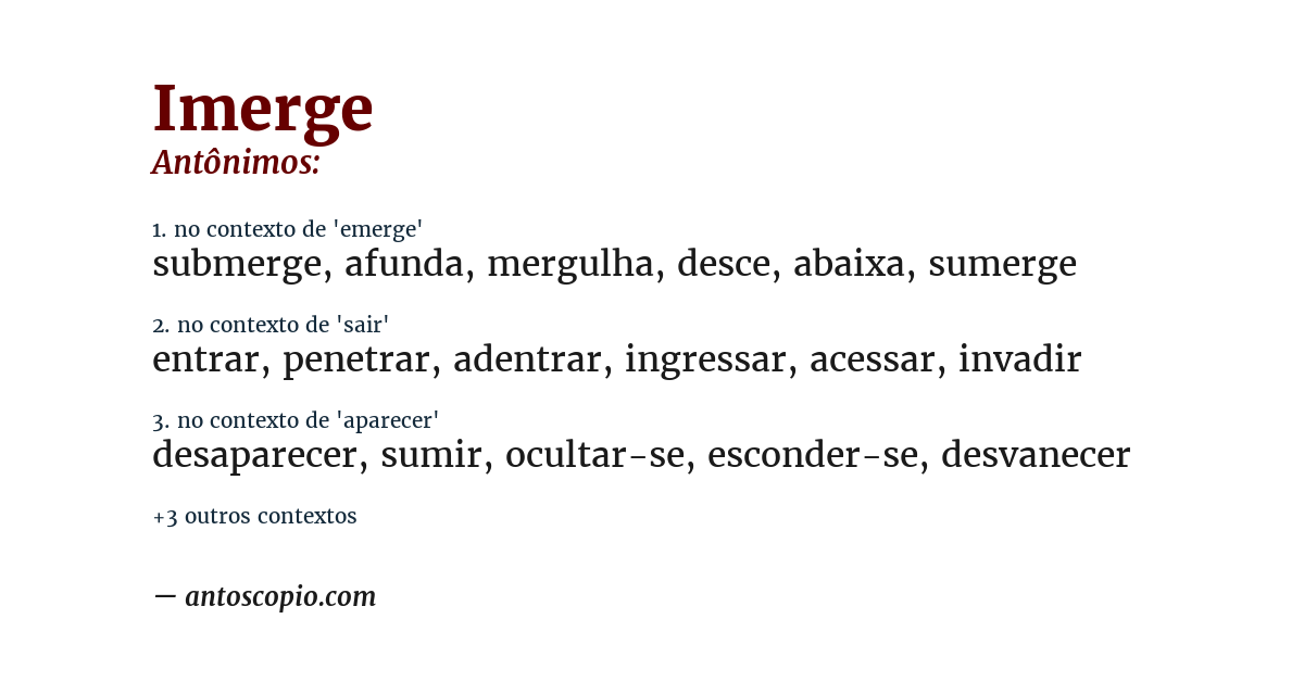Antônimo de imerge