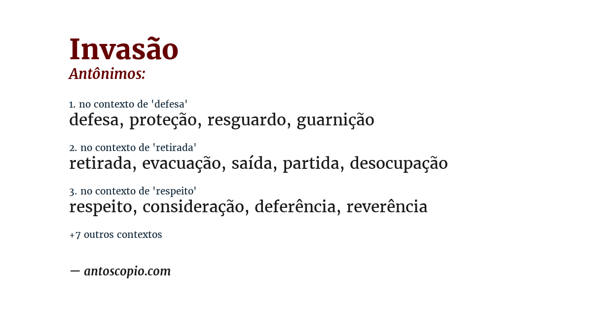 Antônimo de invasão
