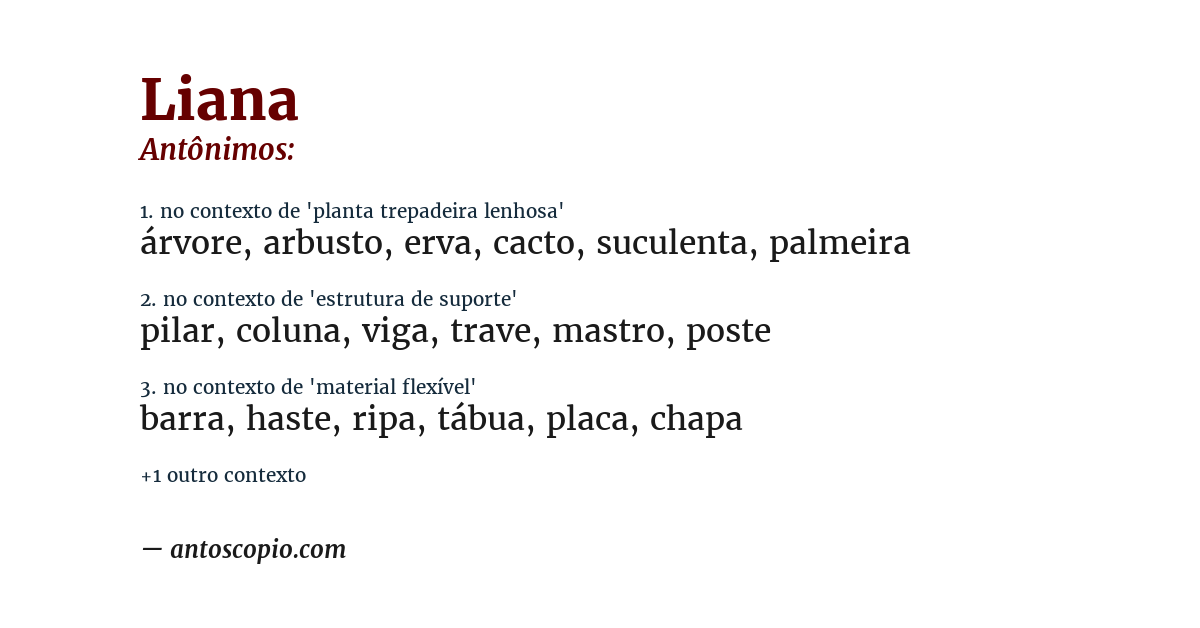 Antônimo de liana