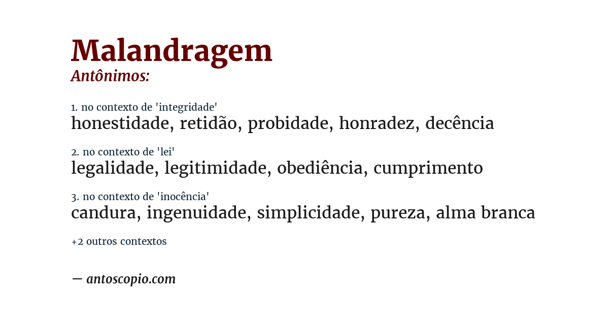 Antônimo de malandragem