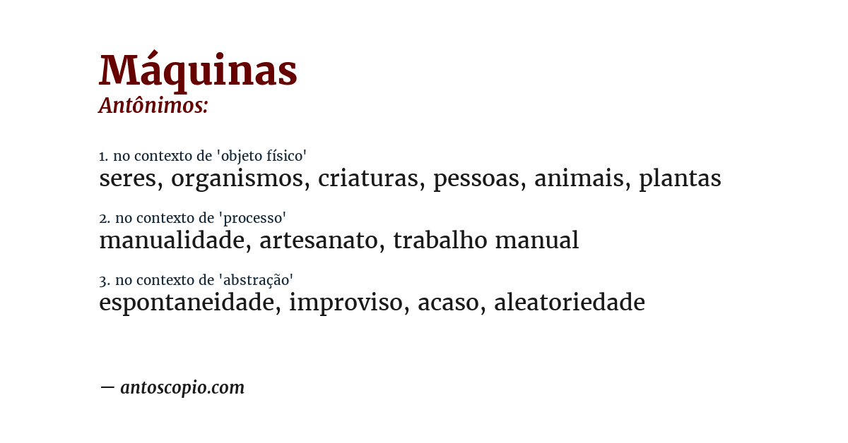 Antônimo de máquinas