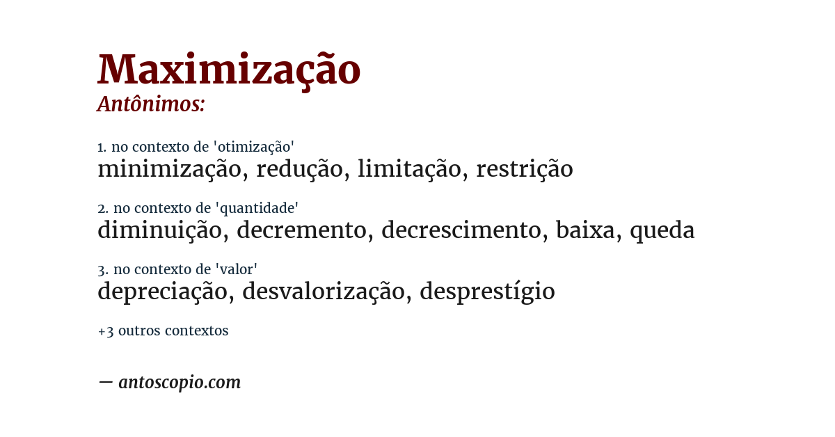 Antônimo de maximização
