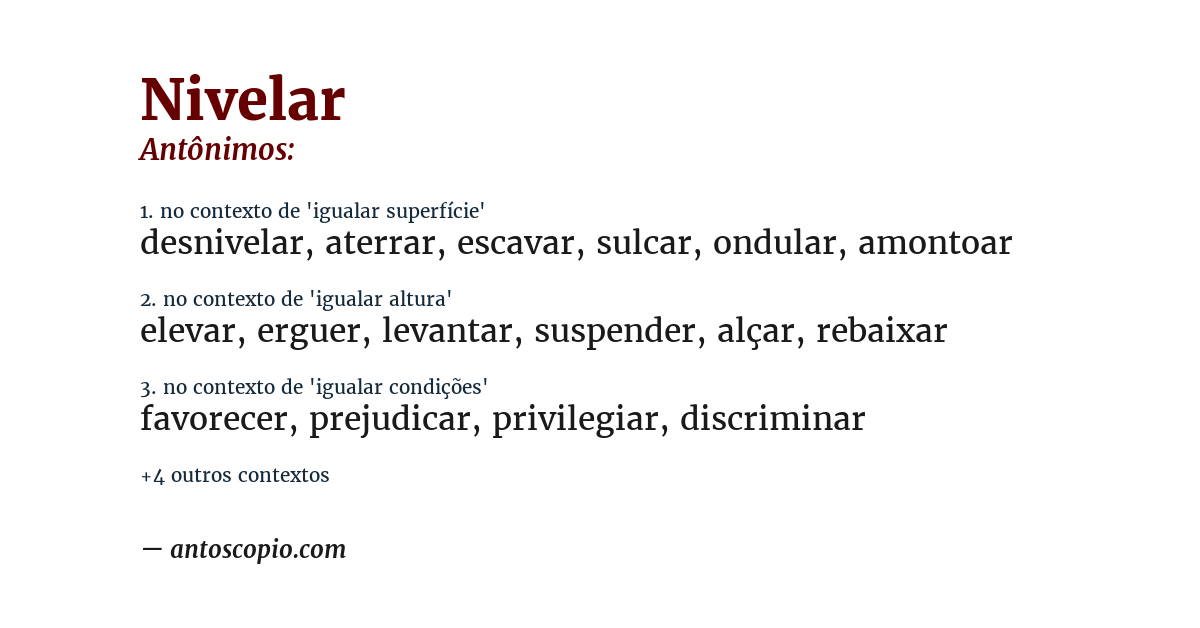 Antônimo de nivelar