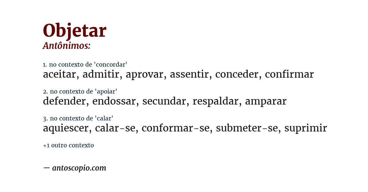 Antônimo de objetar