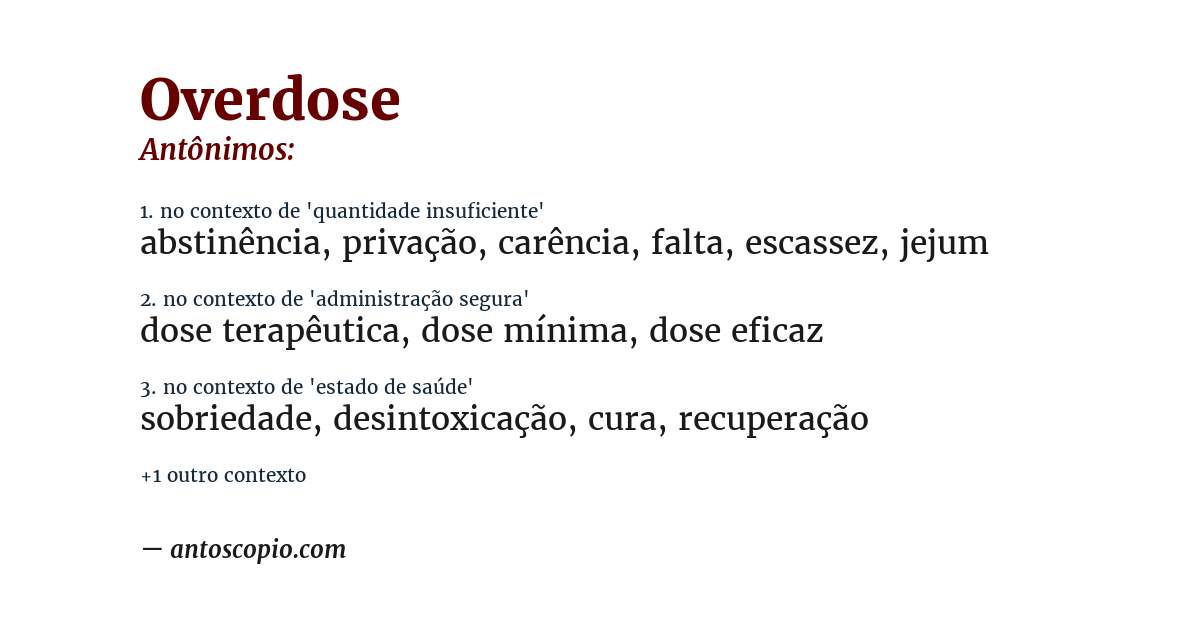 Antônimo de overdose