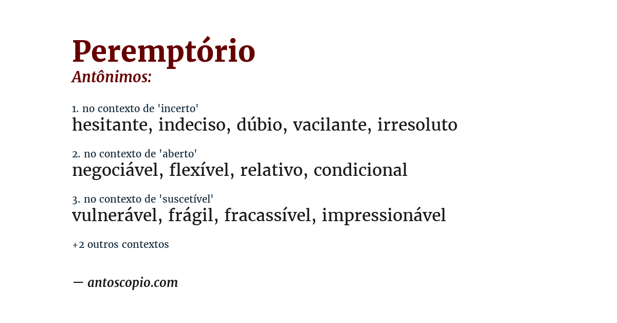 Antônimo de peremptório
