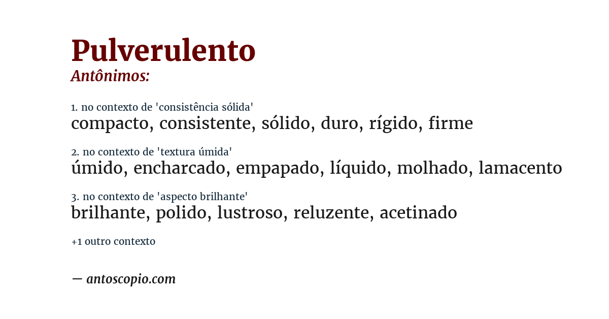 Antônimo de pulverulento