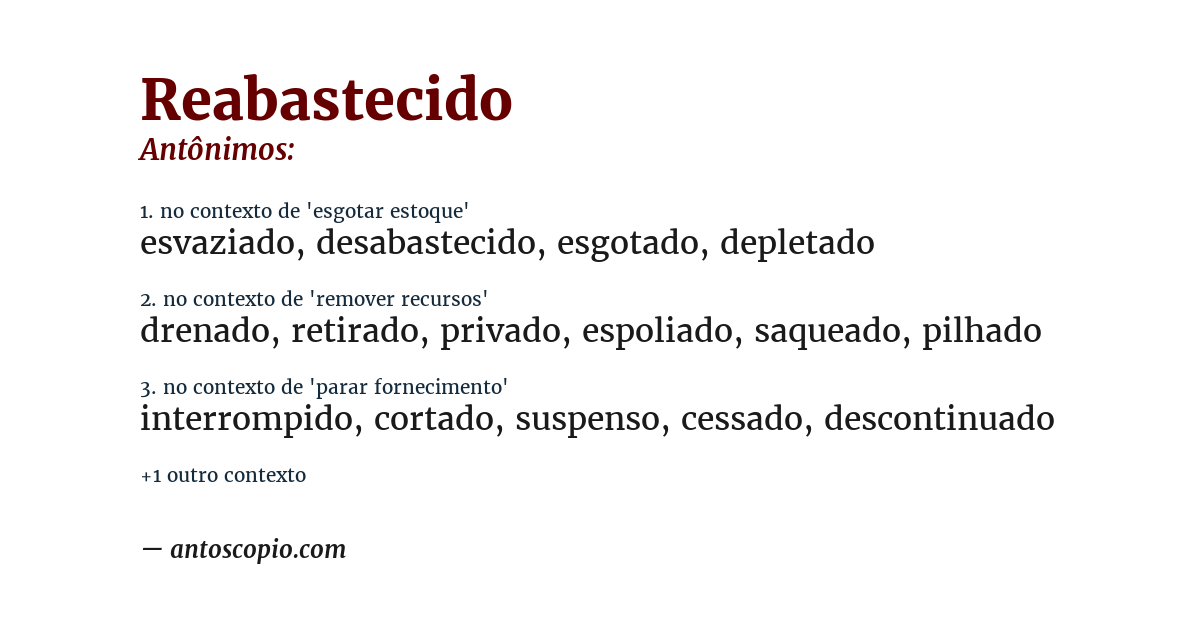 Antônimo de reabastecido