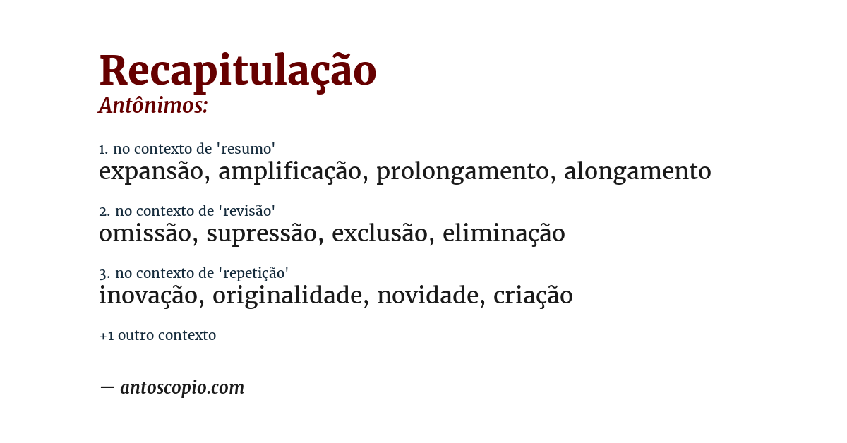 Antônimo de recapitulação