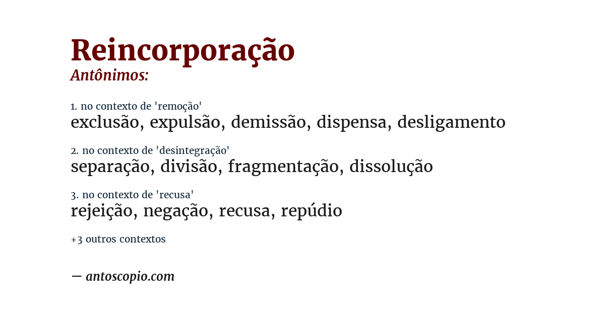 Antônimo de reincorporação