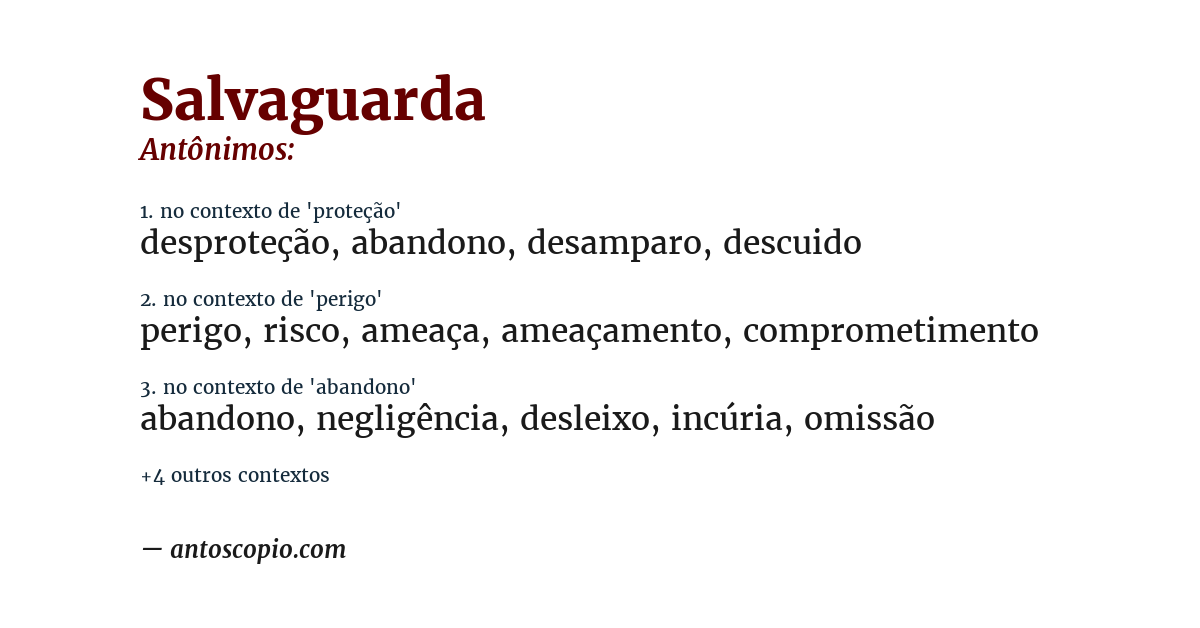 Antônimo de salvaguarda