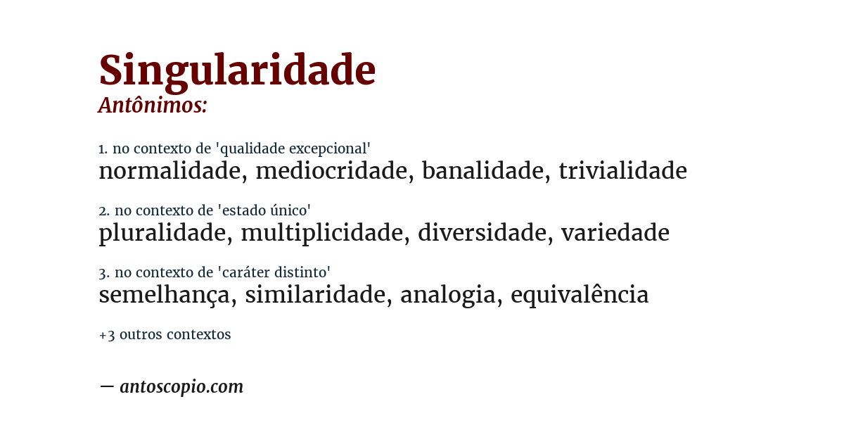 Antônimo de singularidade