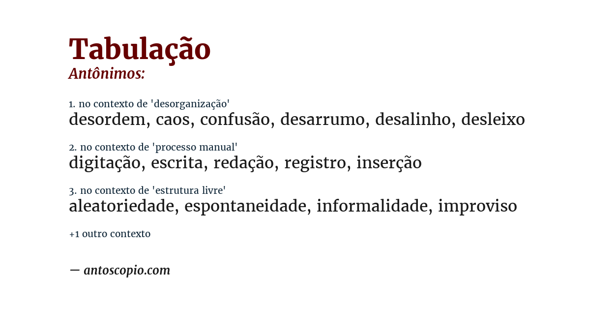 Antônimo de tabulação