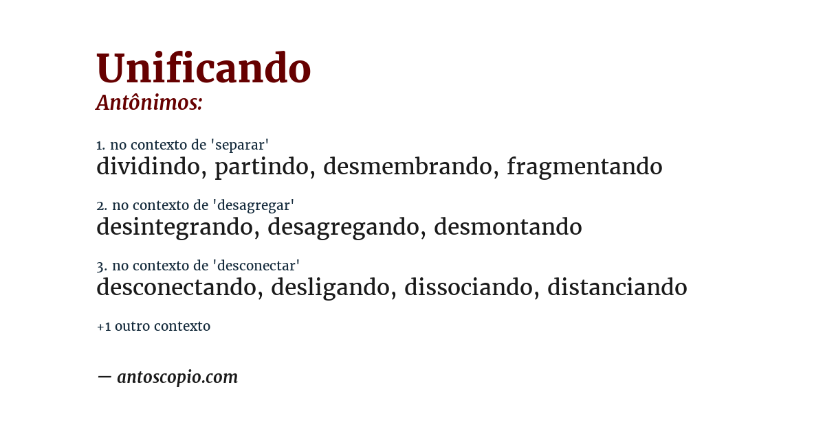 Antônimo de unificando