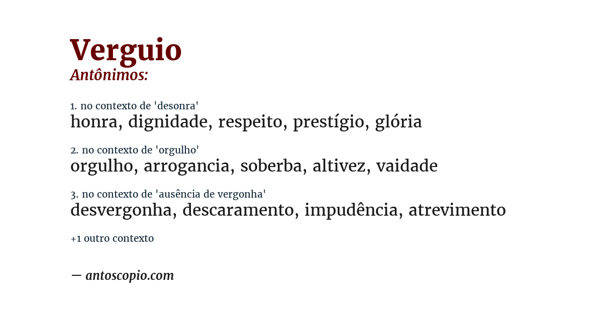Antônimo de verguio