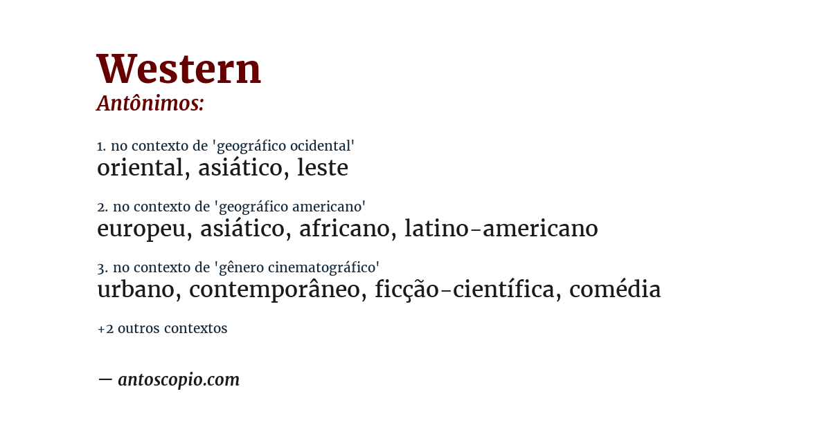 Antônimo de western