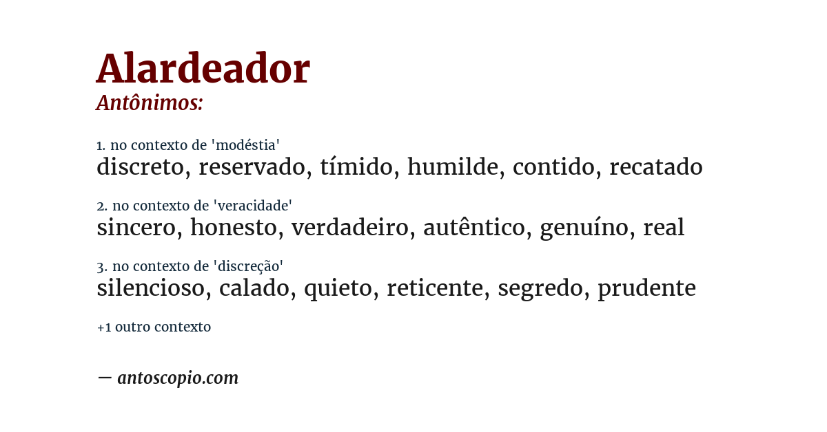Antônimo de alardeador