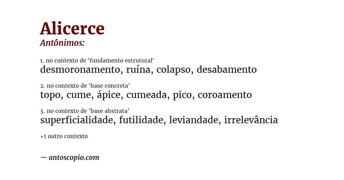 Antônimo de alicerce