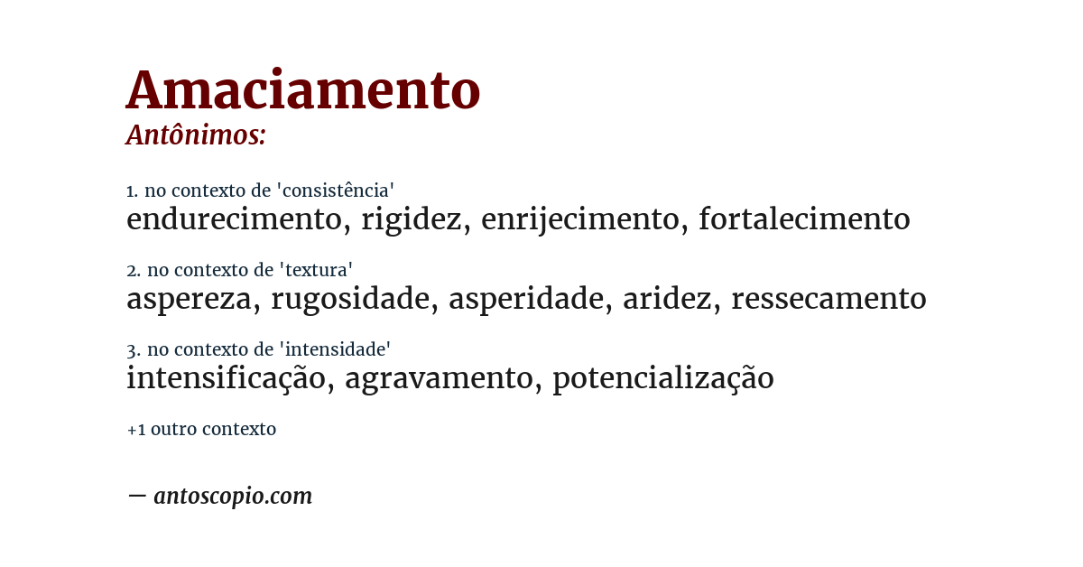 Antônimo de amaciamento