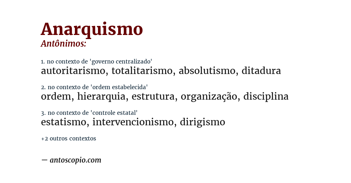 Antônimo de anarquismo