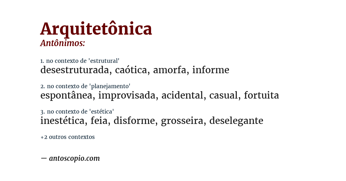 Antônimo de arquitetônica