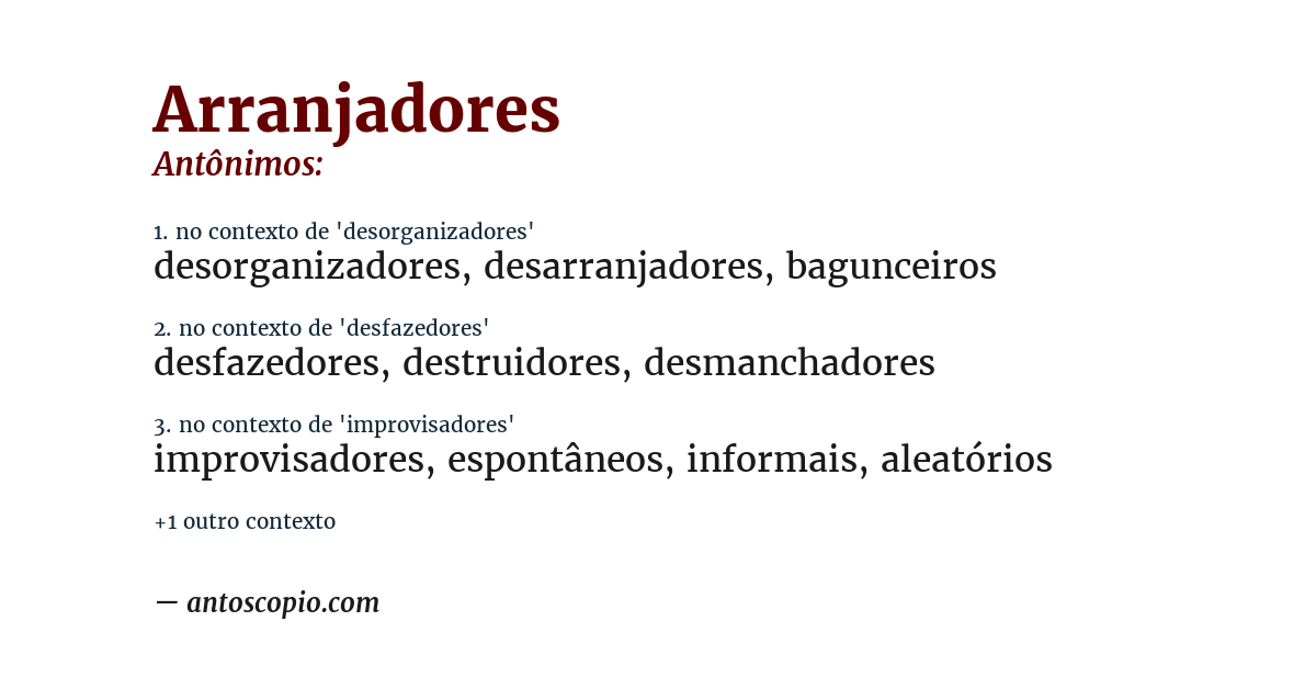 Antônimo de arranjadores