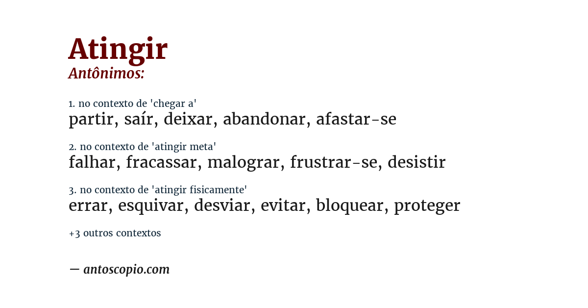 Antônimo de atingir