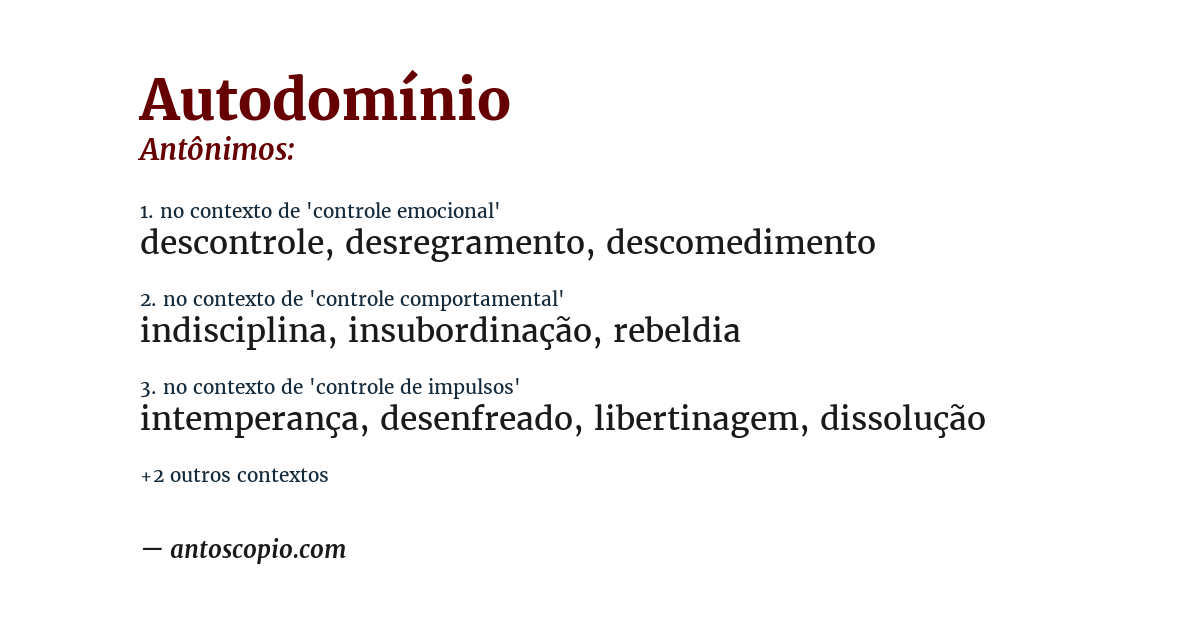 Antônimo de autodomínio