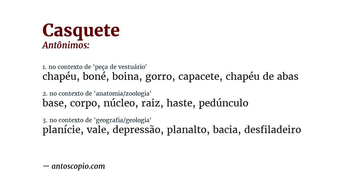 Antônimo de casquete
