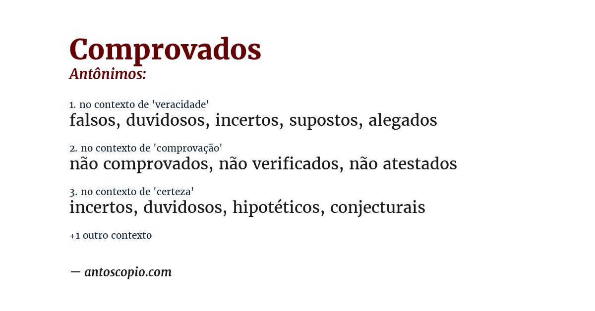 Antônimo de comprovados