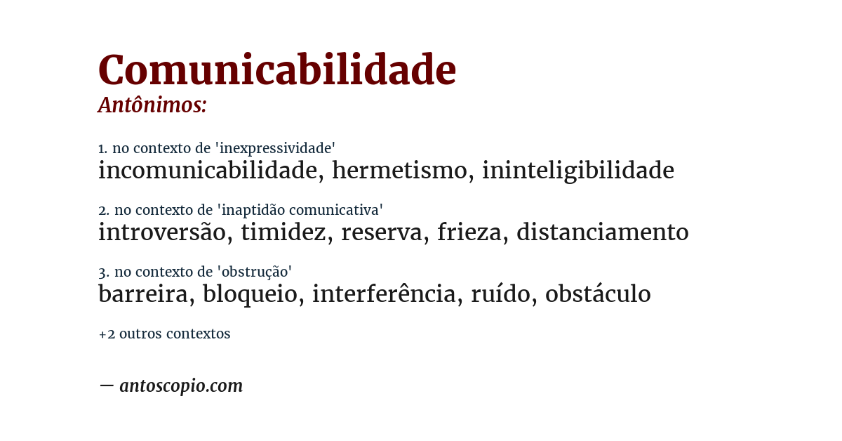 Antônimo de comunicabilidade