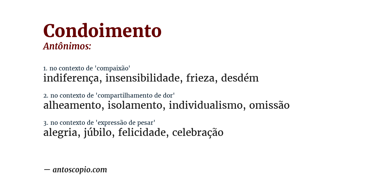 Antônimo de condoimento