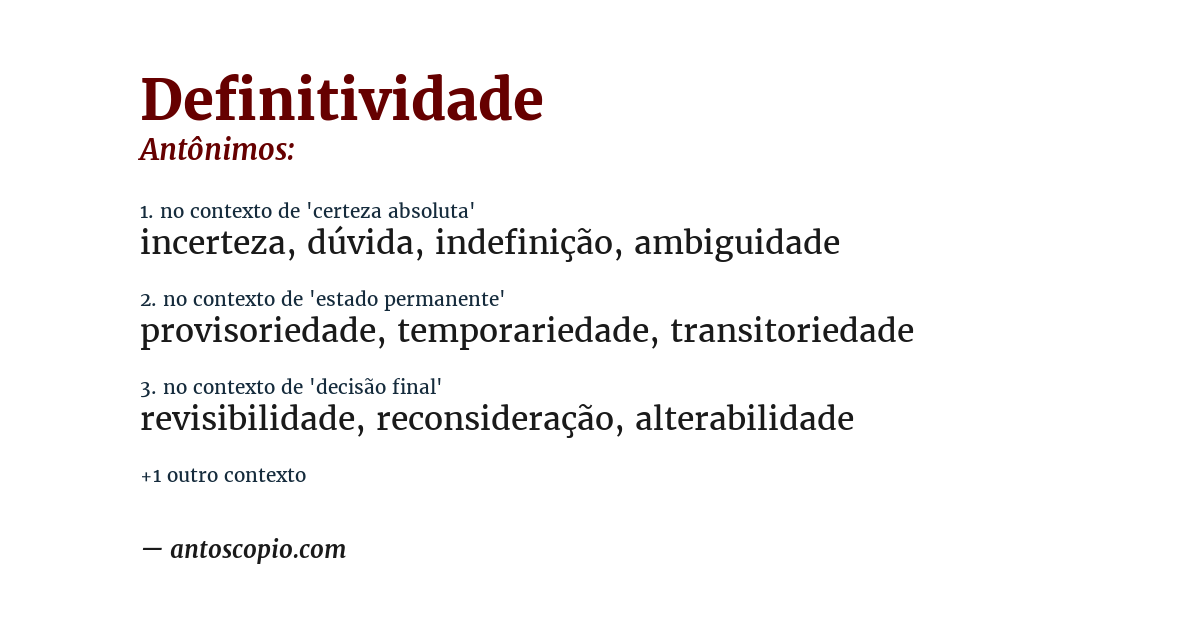 Antônimo de definitividade