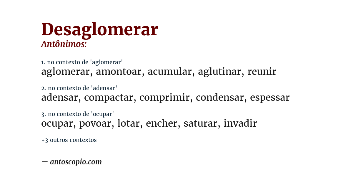 Antônimo de desaglomerar