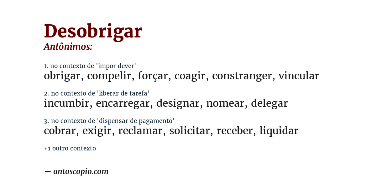 Antônimo de desobrigar