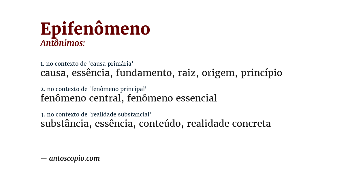 Antônimo de epifenômeno