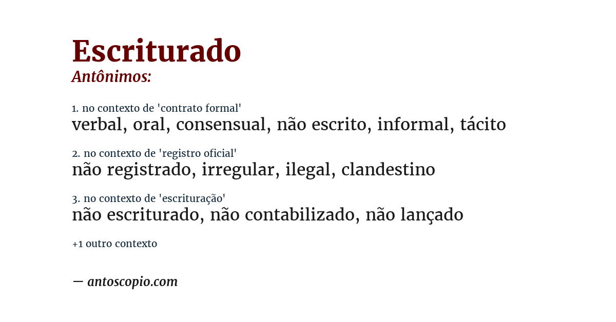 Antônimo de escriturado